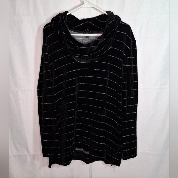 TALBOTS Luxe Metallic Striped Cowl Neck Soft Sweater Tunic size Large - Picture 2 of 7